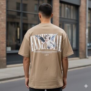 NWT Tan Streetwear Angel Cherub Graphic T-Shirt | Mens Medium 100% Cotton